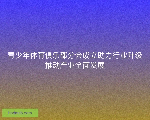 青少年体育俱乐部分会成立助力行业升级推动产业全面发展